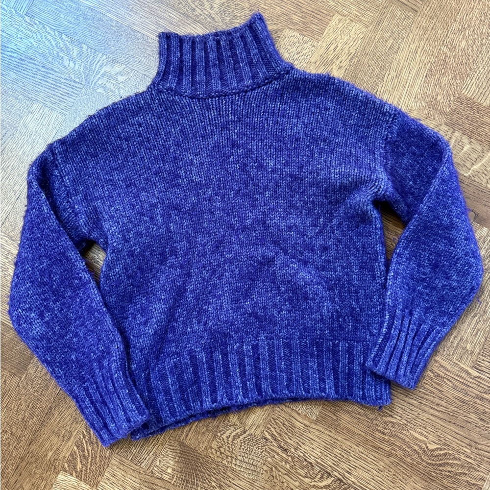 MASSIMO DUTTI Alpaca Turtleneck Sweater‎ Cropped Cozy Italy Purple Soft Marled M
